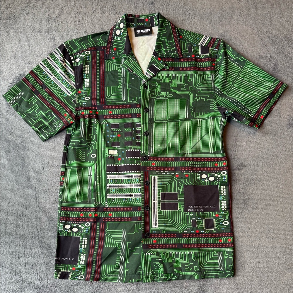 Pleasures Microchip Print Short-Sleeve Button-Down Shirt